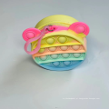 Design descompressão Bubble Push Fidget Sensory Toy Pop Game Toys Rainbow Silicone Keychain Bags Purse Case